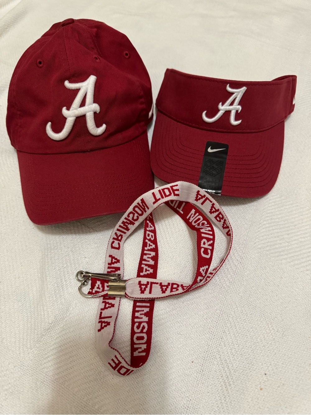 University of Alabama Crimson Cap & Visor Set with Matching Lanyard
